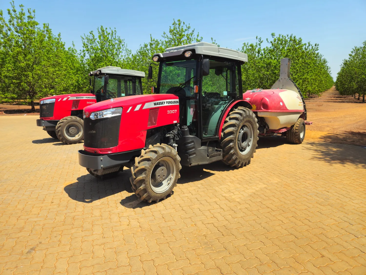 Massey Ferguson tractor with agricultural equipment